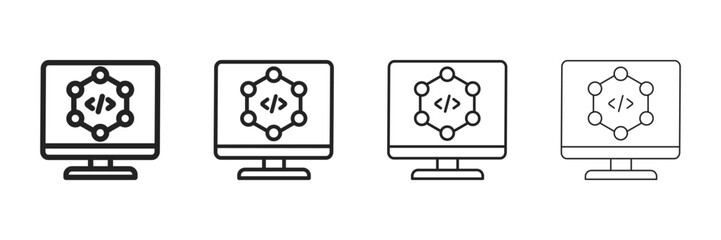 Software  Icon Set With Multiple Line Styles Vector Illustration 