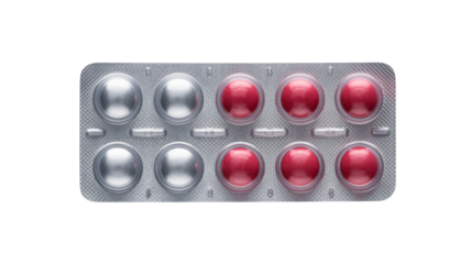 Red pills in blister pack ready to be taken for health and wellness
