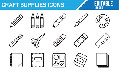 Crafting illustration icons with sketching, notebook, and handmade elements