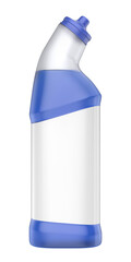 Toilet cleaner bottle with blank label on transparent background