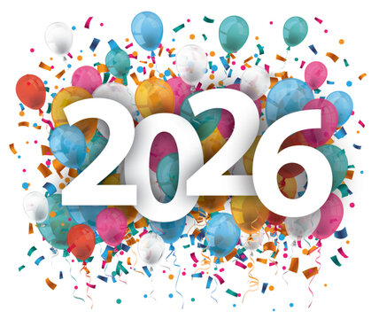 Bunte Luftballons mit Konfetti 2026