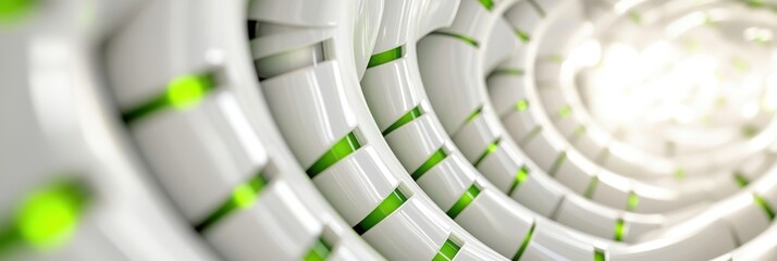 Digital survey results interface in a seamless white tunnel with glowing green checkmarks. Survey research answer checklist