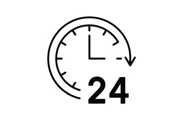 Simple line art icon of a 24 hour clock