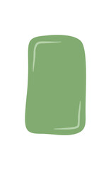 Hand drawn wavy rectangle patch badge in blank organic fluid frame style. Green background as unique label and text element, minimal and clean badge template for creative card or cover.