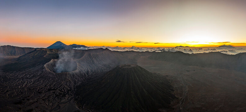 Mount Bromo and Batok volcano, Bromo Tengger Semeru National Park, East Java, Indonesia