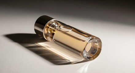 Amber Liquid in Glass Vial with Captivating Shadow Play