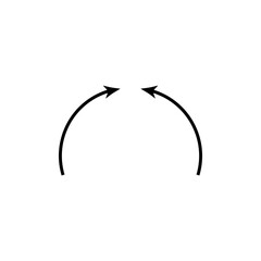 Two curved semicircular arrows pointing towards each other. Vector illustration.