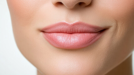 Obraz premium Close up of smooth lips with natural pink hue, exuding sense of allure and beauty