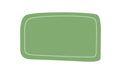 Hand drawn organic green quote frame and rectangle box. Creative textbox banner template for card or background, modern graphic element with natural style and handdrawn look.