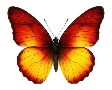 Butterfly with red and yellow gradient wings