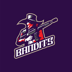Bandits mascot logo design vector. Angry bandits illustration with guns.