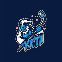 Yeti mascot logo design vector. Yeti hockey illustration.