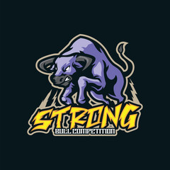 Bull mascot logo design vector. Strong bull illustration.