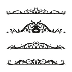 Carved ornaments design. Carved line vector pack.