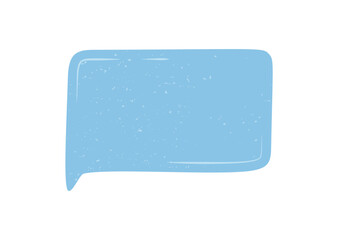 Grunge hand drawn sticker speech box in rectangle form with organic sketch bubble style. Chat badge for message template and conversation comment, with blue color for creative mockup.