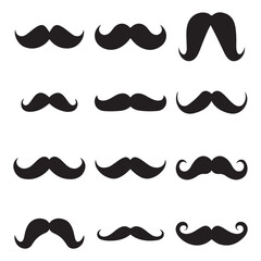 Collection Set of Black Mustache Icons &ndash; Classic Mustache Styles, Vintage Beard & Retro Facial Hair Vector