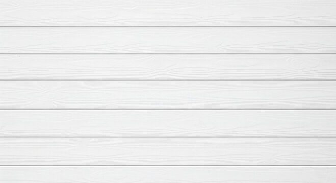 Clean white wooden background made of horizontal planks, minimalist wood texture for modern design, empty wall or fence surface for product placement or presentation - Powered by Adobe