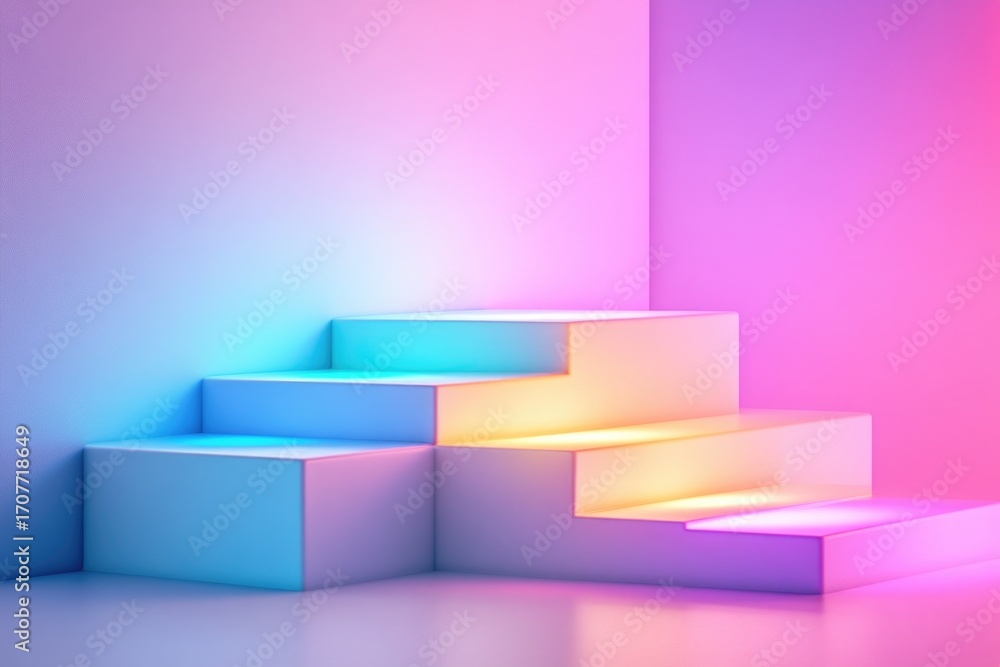 Aufkleber vibrant gradient cubes in modern minimalist setting with colorful lighting