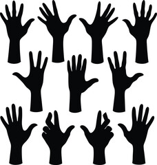 Obraz premium Black Hand Silhouettes: Diverse Poses, Vector Art, Gestures, Isolated