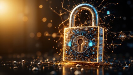 Abstract Digital Lock Representing Security and Protection of Data in a Modern Technological Environment