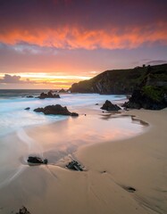 Dramatic sunset over coastal beach (1)