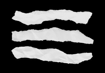 Ripped Paper Pieces on Black Background | Isolated Torn Edge Design