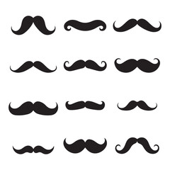 Collection Set of Black Mustache Icons &ndash; Classic Mustache Styles, Vintage Beard & Retro Facial Hair Vector