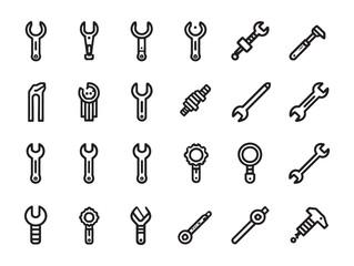 Obraz premium Wrench line art precision engineering concept