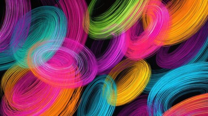 Elliptical Neon Strokes in Abstract Digital Art