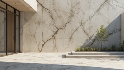 Modern Minimalist Concrete Architecture with Textured Walls and Steps in an Outdoor Space