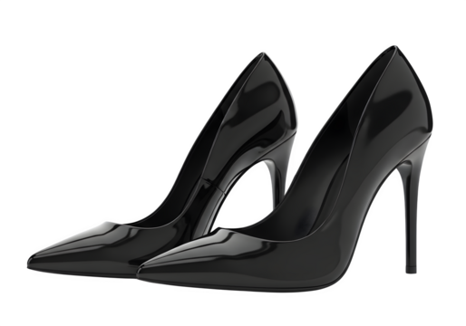 Elegant black high heels isolated on transparent background, a timeless choice for sophisticated style and confident strides in any setting