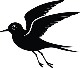 Obraz premium Black Bird Silhouette in Flight: Vector Art, Simple Design