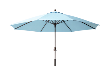 Stylish blue patio umbrella, perfect for outdoor relaxation and shelter from the sun on a summer day.