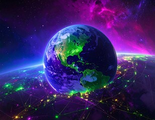 Fototapeta premium Earth from space, vibrant network