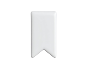 Minimalist 3D White Bookmark Ribbon Icon Isolated on Black Background for Digital Content Saving, Favorites, or User Interface Design Element