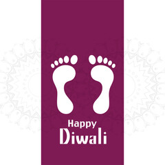 Happy Diwali abstract greeting card flat design template with festive Diya, happy diwali decorative diya festival card design