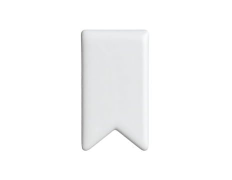 Minimalist 3D White Bookmark Ribbon Icon Isolated on Black Background for Digital Content Saving, Favorites, or User Interface Design Element