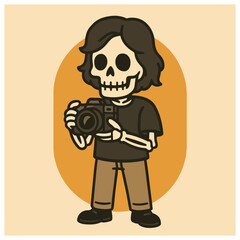 Skeleton photographer with camera