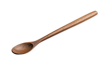 Wooden spoon with a smooth finish, ideal for cooking and serving dishes, isolated on a white background.