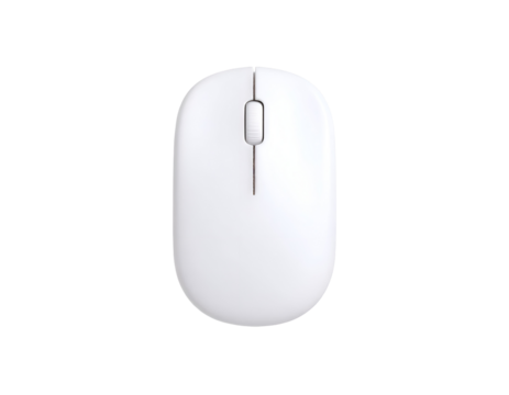 White Wireless Computer Mouse on Black Background, Modern Minimalist Design for Office and Digital Work