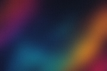 Abstract Gradient with Grainy Texture in Dark Blue, Purple, Orange, and Green Hues for Modern Designs and Backgrounds