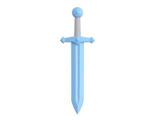Stylized Light Blue Toy Sword 3D Render Isolated on Black Background