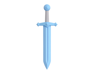 Stylized Light Blue Toy Sword 3D Render Isolated on Black Background