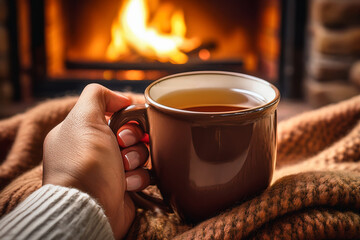 Warm mug of tea held in hand, promoting mindfulness, observation, and appreciation for simple daily comforts
