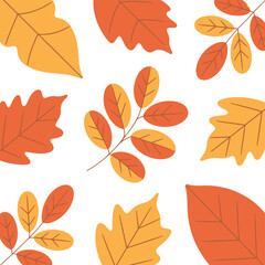 Fototapeta premium Seamless pattern of colorful autumn leaves, a vector illustration for fall season design