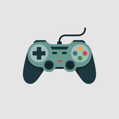 Isolated white game controller with black buttons and a joystick