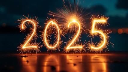 A creative display of sparklers arranged in numerical shapes