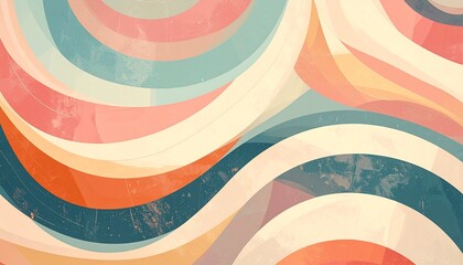 Obraz premium Abstract swirling pastel artwork with textured, wavy lines and muted color palette.