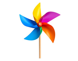 Vibrant Multi-Colored Pinwheel Toy Isolated on Black Background