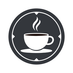 Obraz premium A vector icon of a hot coffee or tea drink in a cup with steam, perfect for a cafe logo or illustration